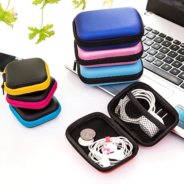 

Junejour Data Line Cables Storage Box Case Earphone Case Wire Organizer Box Container Coin Headphone Protective Box 8cm
