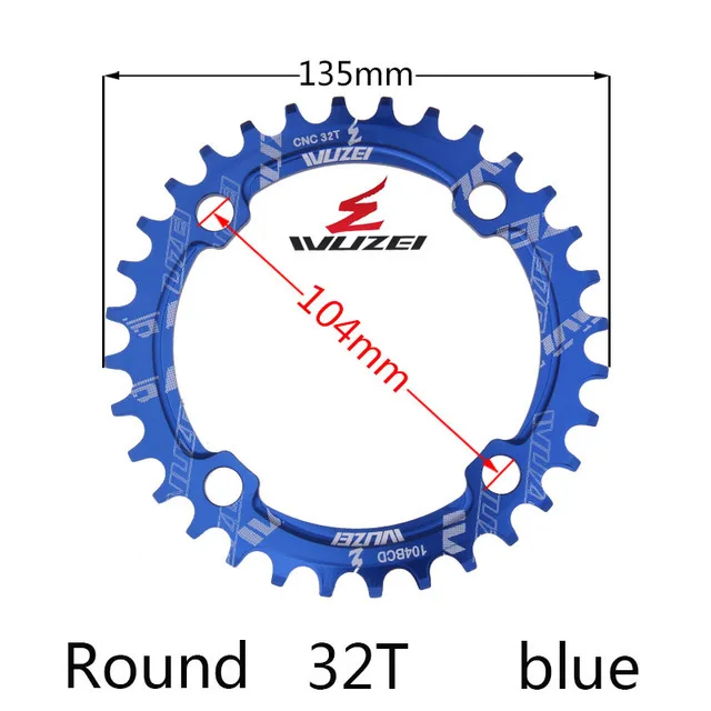 Одна узкая ширина система скорости Crown 104 Bcd 1 Rodada 38 36 34 32 T Mtb 9 10 11 S 1*11 крест кольцо - Цвет: Blue 32T Round