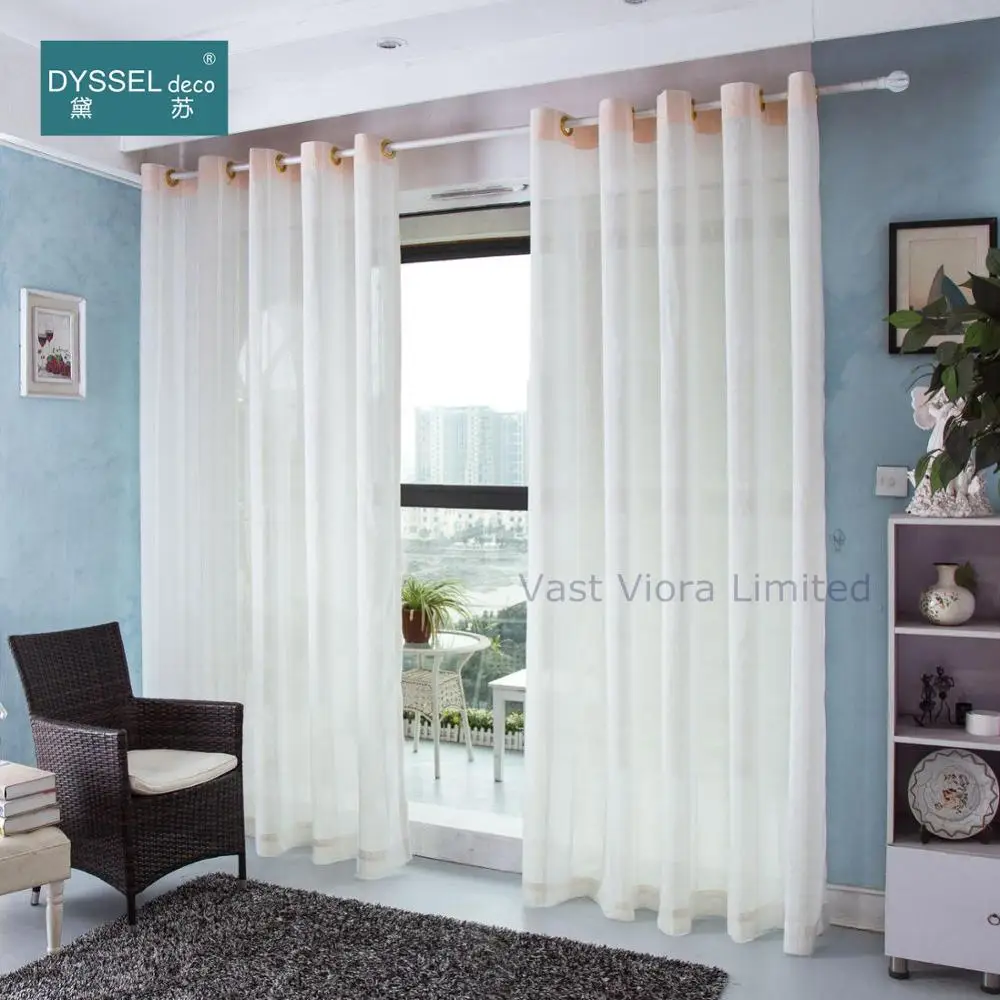 

Decorative Modern Natural White Linen Striped Drape Home Sheer window Curtains rod pocket Grommet top for living room bedroom