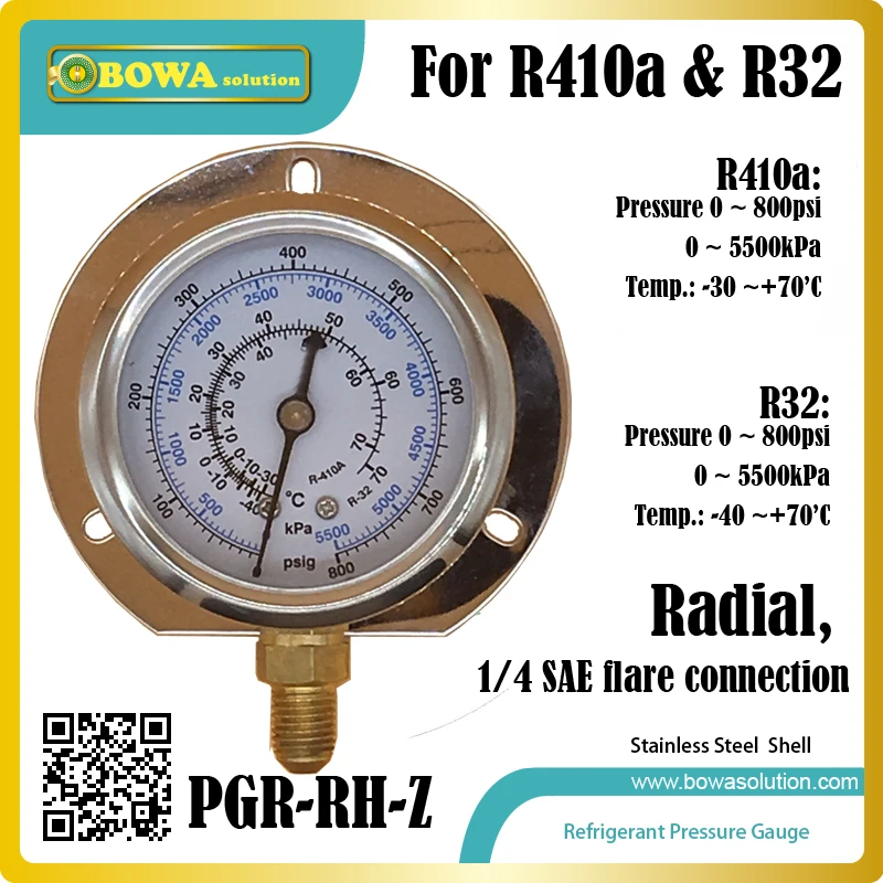 0 ~ 800psi радиальный манометр из нержавеющей стали для R410a и R32 помогает проверить