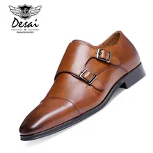DESAI Brand Luxury Genuine Leather Men Oxford Shoes Pointed Toe Men Dress Shoes With Double Buckle Male Wedding Shoes heinrich the new listing brand luxury genuine leather men shoes pointed toe hasp male wedding dress shoes zapatos de hombre