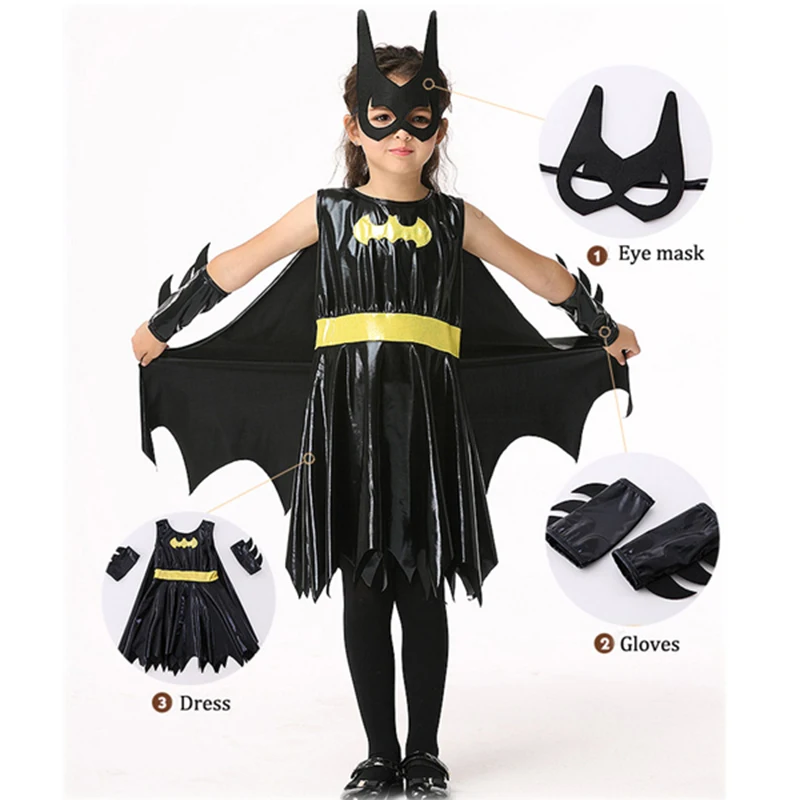 Kaap Direct duidelijk Nieuwe Meisjes Batman Cos Kostuum Halloween Kinderkleding Jurk Handschoenen  Bril Carnaval Rollenspel Jurk Mantel Verjaardagscadeautjes|Meisjes  Kostuums| - AliExpress