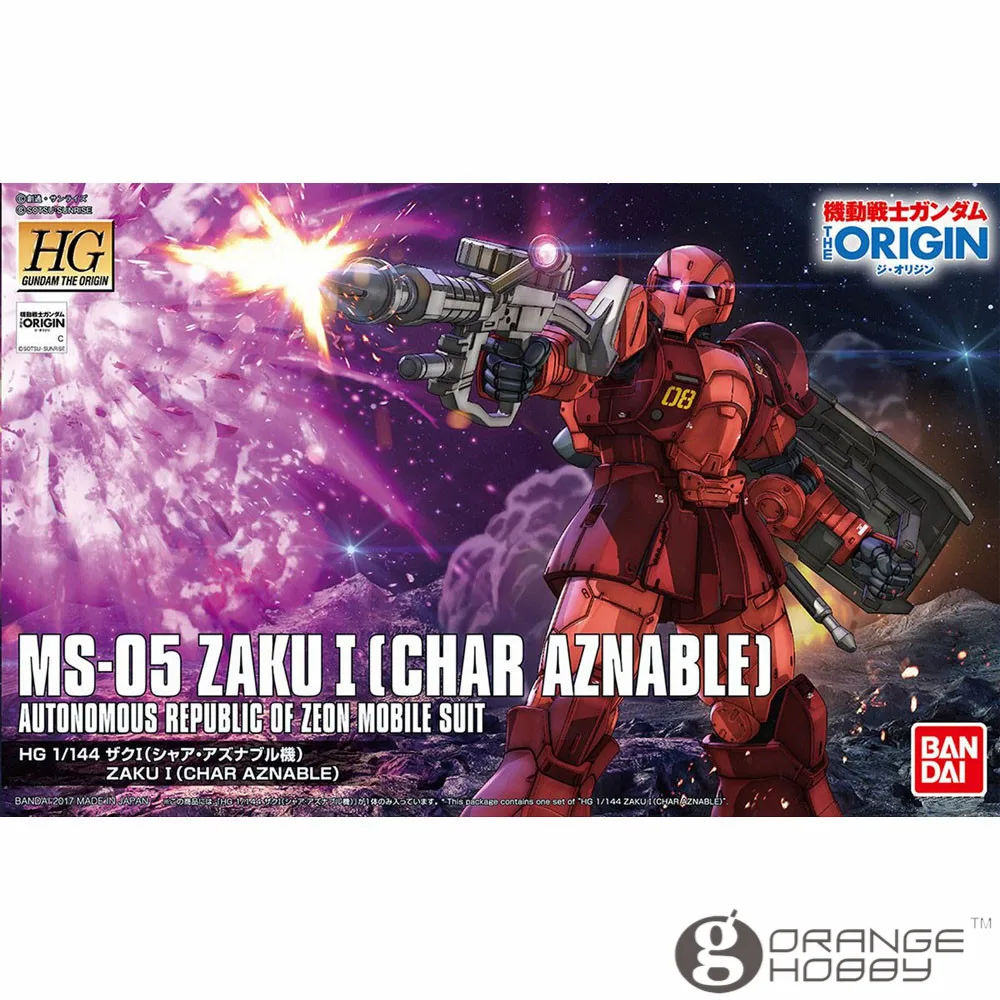 

OHS Bandai HG Origin 015 1/144 MS-05 Zaku I Char Aznable Mobile Suit Assembly Model Kits oh
