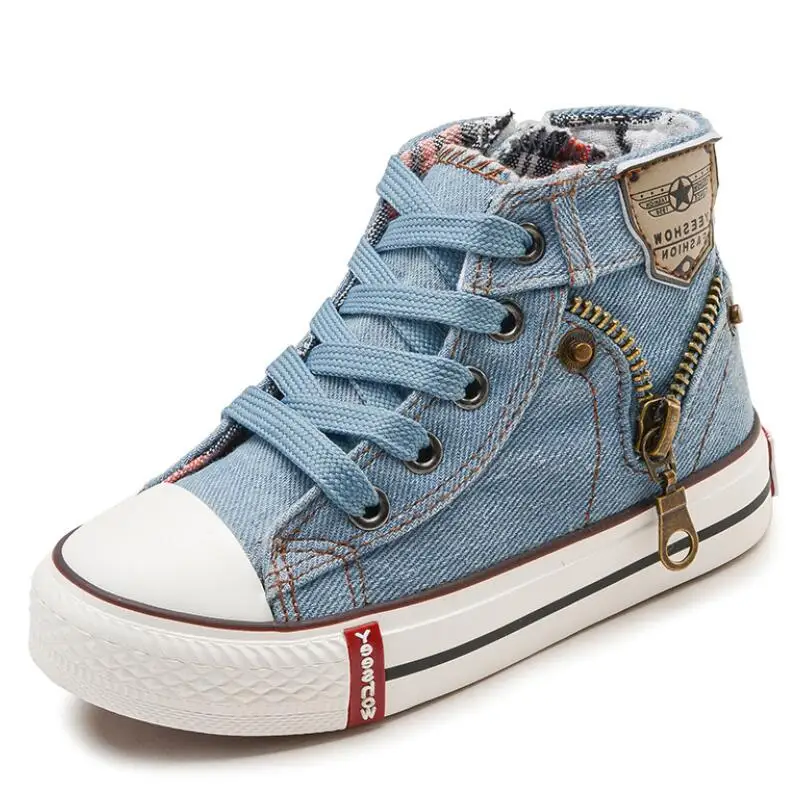 

Boys denim Canvas casual Shoes Kids fashion Shoes boy Flat sport Sneakers spring autumn children Casual zip Shoes size 25-37