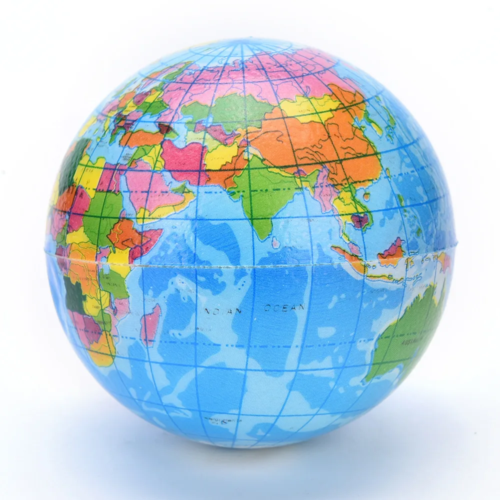 

Brief Earth Globe Stress Relief Bouncy Foam Ball Kids World Geography Map Ball