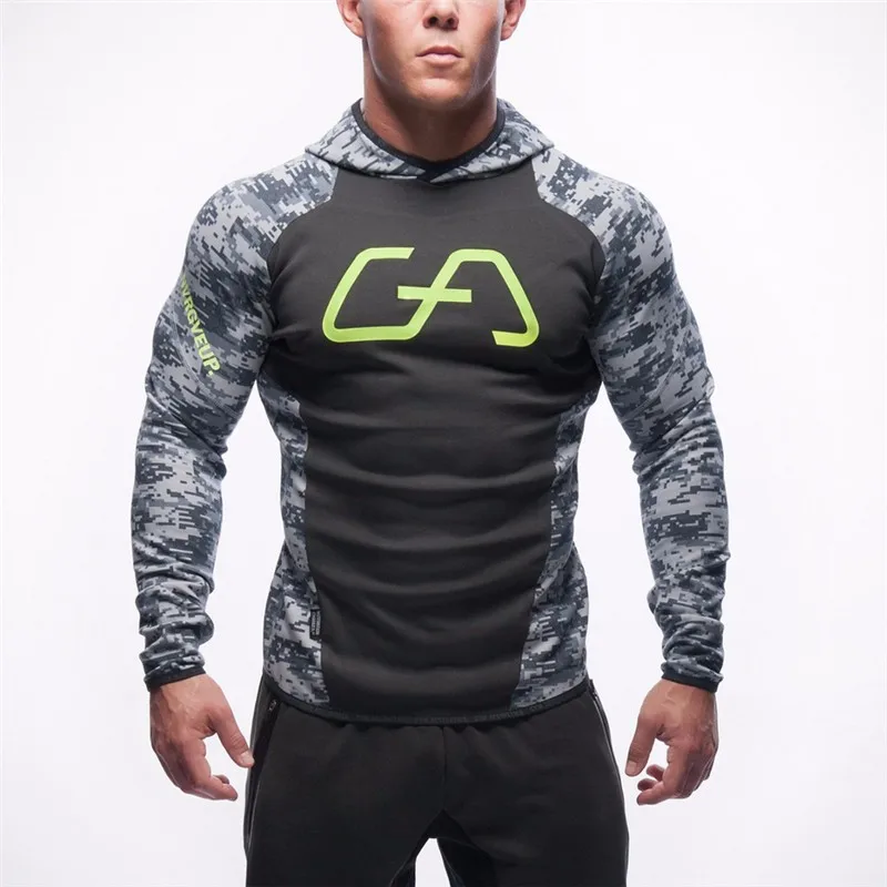 2017 Fashion Men Hoodies Sweatshirt Tracksuit Camouflage Hooded Jacket Male Slim Hoode Pullover Fitness Clothes