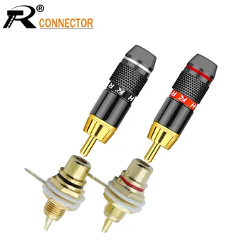 

10Sets/lot RCA Connectors 10pcs RCA Male Plug + 10pcs RCA Female Jack Socket Panel Mount Soldering Speaker Plug Jack Chassis