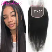 PEERLESS Hair Straight 5*5 Lace Closure 130% Density Swiss Lace With Pre-Plucked Baby Hair 100% Human Hair Extensions Remy Hair