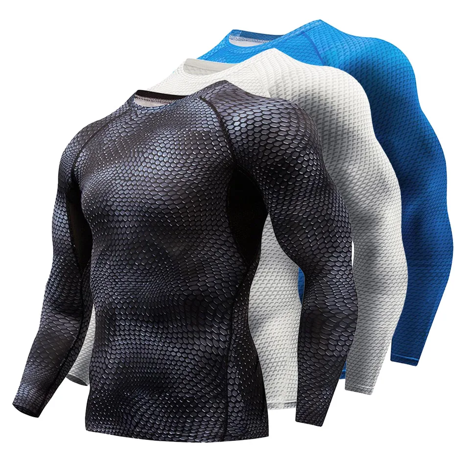 

Compression Elasticity Sport Shirt Men Quick Dry Men's Running T-shirts Snake Gym Clothing Fitness Tops Rashgard Soccer Jersey