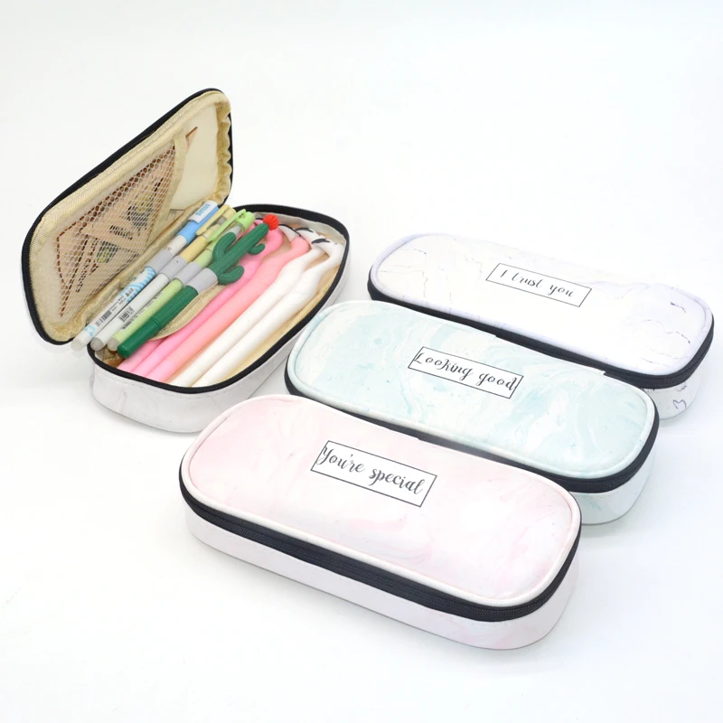

pencil case Marble kalem etui pennen gran kutusu piornik High capacity school supplies capacidad bag papeleria material escolar