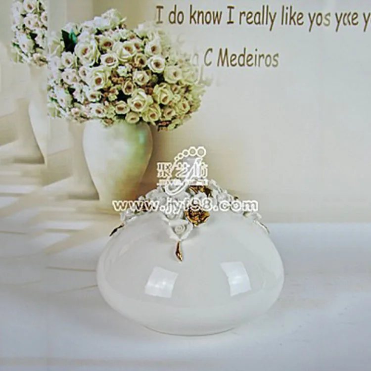 

Украшения для гостиной, керамическая ваза, декоративная Европейская Цветочная ваза белых цветов В позолоченном современном минималистском стиле CBJ361W