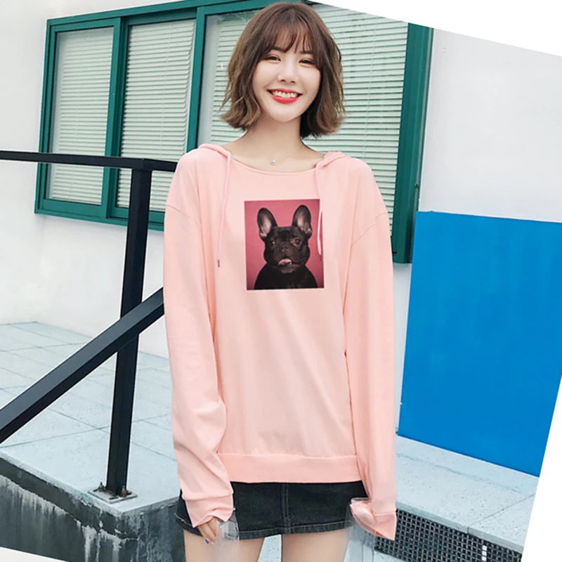 Hot Sale 2018 Autumn Casual Women Hoodies Sweatshirts K-pop Solid Hoodie Print Animal Pullover Kawaii Black White Pink Hoodie Hoodies