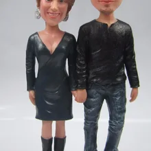 Экспресс- Персонализированная кукла с качающейся головой Прохладный пара свадебных Подарочное свадебное украшение из полистоуна на заказ кукла