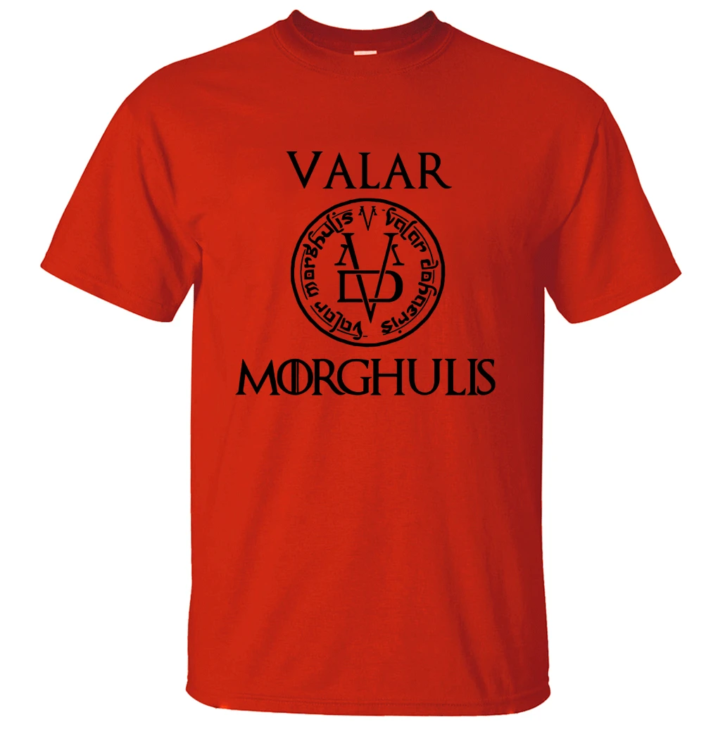 Летняя мужская футболка Valar Morghulis, все мужские футболки с надписью "Игра престолов", повседневные мужские футболки из хлопка