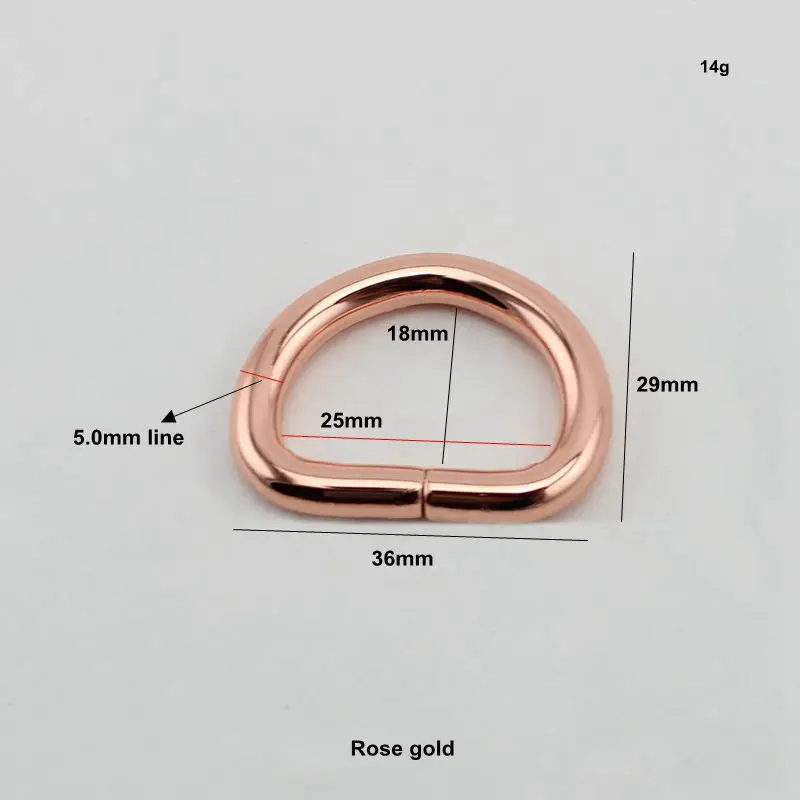 10 шт., 50 шт., 25 мм, 32 мм, 38 мм, розовое золото, открытое d-образное кольцо, пряжка для ремня, фурнитура из цинкового сплава, металлические сумки с круглым краем, d-образное кольцо высокого качества