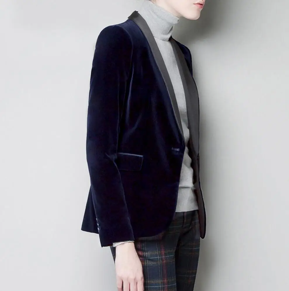 Gold velvet suit New spring autumn font b Women s b font joker gold velvet suit