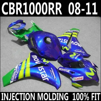

100% fit injection mold for HONDA CBR 1000 RR 08 09 10 11 fairings yellow green blue MOVISTAR 2008-2011 cbr1000rr fairing set