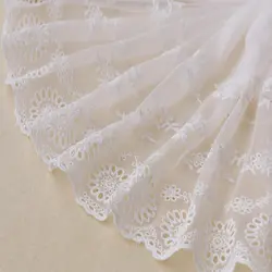 10 ярдов/серия 13 см Красивая молочно-белый сетки кружева обрезки ткани вышитые материал для одежды Z1139