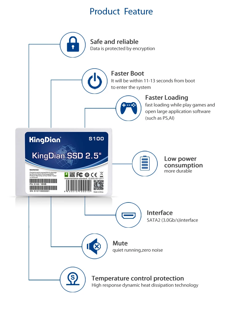 KingDian SATA2 SATA3 60 ГБ 32 ГБ 16 ГБ 120 ГБ 240 ГБ 256 ГБ 480 ГБ SSD 2,5 дюйма HDD Внутренний твердотельный диск SSD для ПК