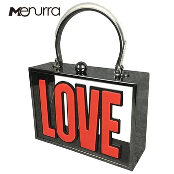

LOVE Letters Women Evening Clutch Bag Clear Transparent Acrylic Chain Shoulder Handbags Crossbody Wedding Party Prom Purse