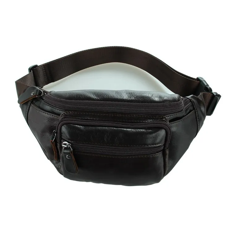Fashion Men Multifunction travel bags coffee chest pack real genuine leather men waist bag quality men