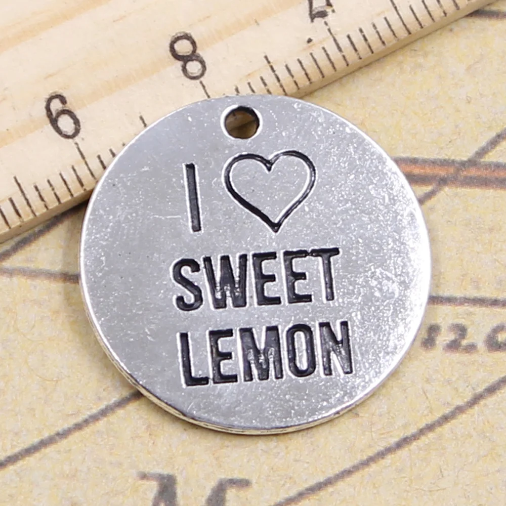 6 шт. Подвески I Love Sweet Lemon 24x24 мм тибетские античные ювелирные изделия DIY ручной