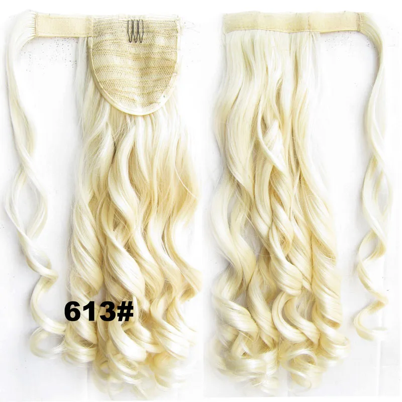 jeedou Ponytail Wavy Hair Black Color Wrap Around Ponytail Extensions Synthetic Hair Ribbon Trend Undone and Messy - Цвет: #613