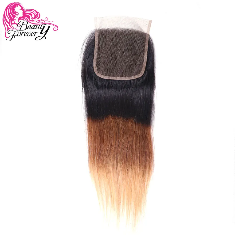 Beauty Forever прямые бразильские Омбре Кружева Закрытие 4*4 свободная часть 100% Remy