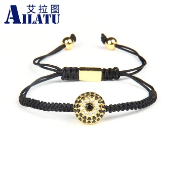 

Ailatu Wholesale 10pcs/lot Black Cz Lucky Eye Braided Rope Bracelet Best Friends Couple Bracelet