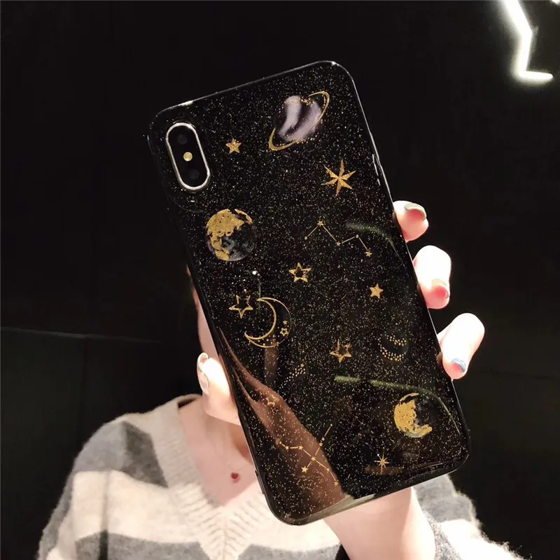 Glitter universe planet Silicon case for Xiaomi redmi note 7 case note 6 pro note 5 redmi 5 plus mi 8 se mi 9 A2 lite phone bag