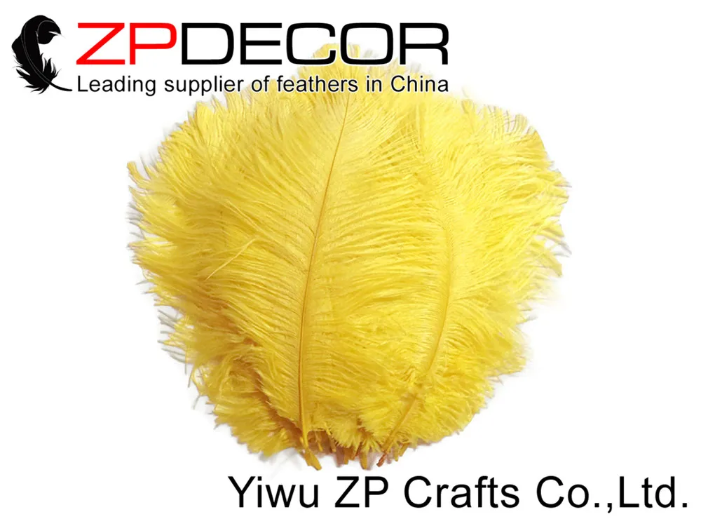 USA Ostrich Feathers, 10 Pieces - SUNSHINE YELLOW Ostrich Plumes Dyed Drabs 6-8