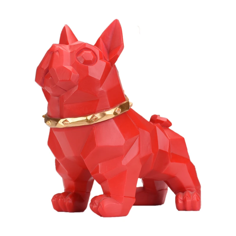 

2Pcs/set Nordic Bulldog Frances Statues Sculpture Geometric Animal Statues Modern Art Craft Home Decoration Accessories R541