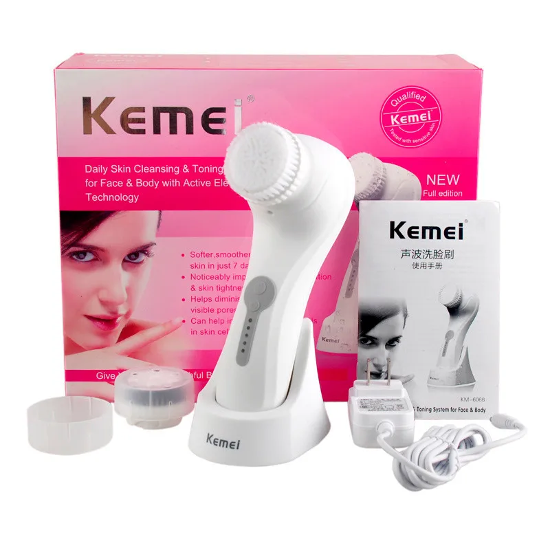 

Kemei Lady Electric Face Cleansing Brush Ultrasonic Washing Skin Machine Epilator Women Face Cleansing Facial Care Tools
