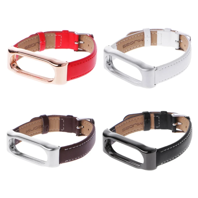 

New Leather Strap Magnet Metal Shell Replacement Wristband For XIAOMI MI Band 2