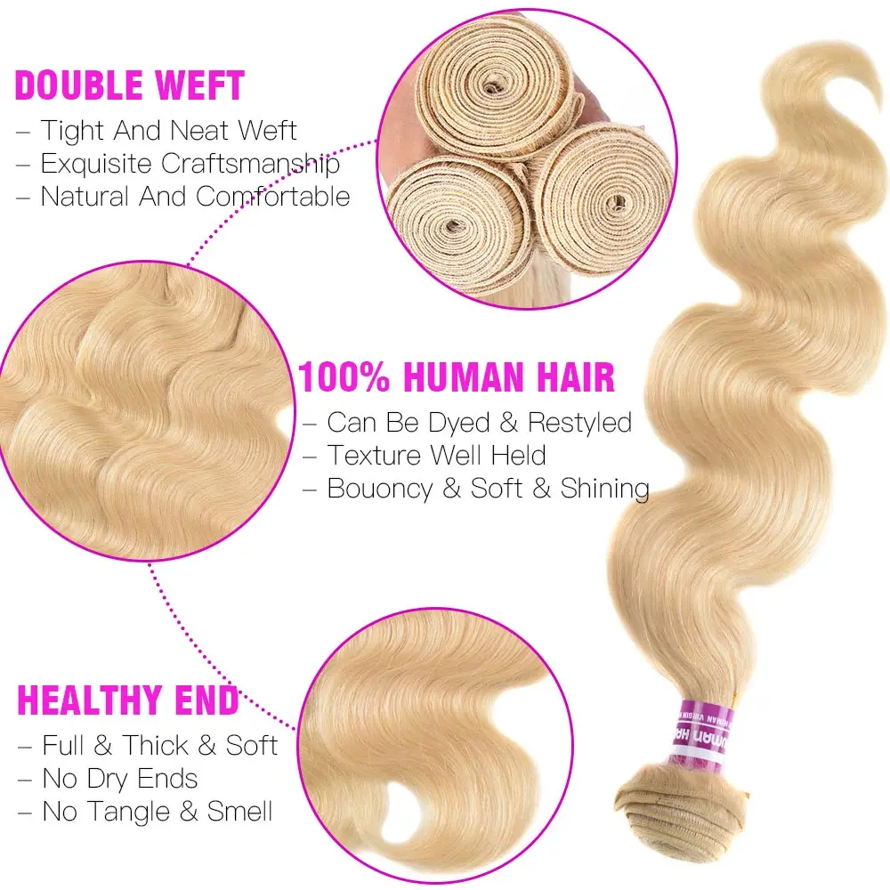 10 To 50 Inches 613 body wave bundles Brazilian body wave human hair 42 Inches Honey Blonde Hair 613 Remy Hair Extension Bybrana (3)