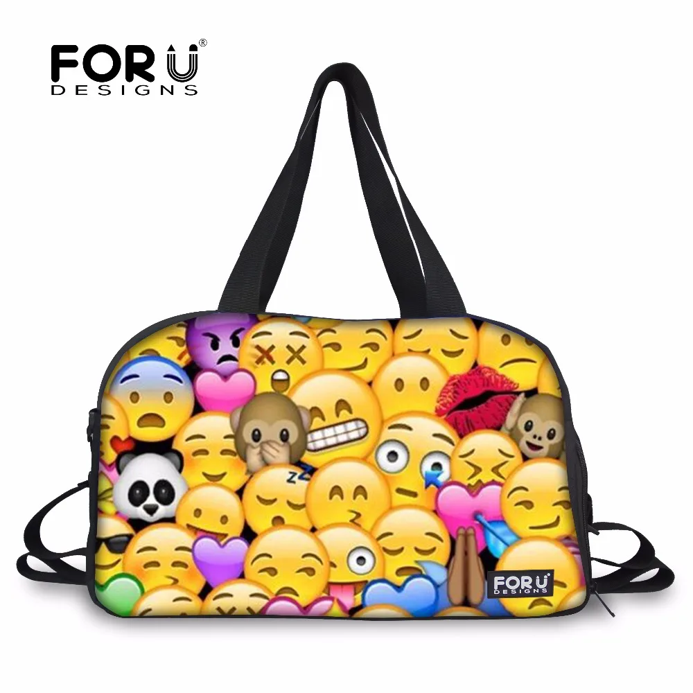 FORUDESIGNS Sports Bags for Fitness Women's Bags Funny Emoji 3D Printed Athletic Bag Outdoor Large Capacity Shoulder Travel Bags