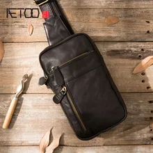 AETOO Genuine Leather Men Bag male chest bag travel shoulder Man Crossbody Bags Messenger Bags Men Phone Sling Chest Pack