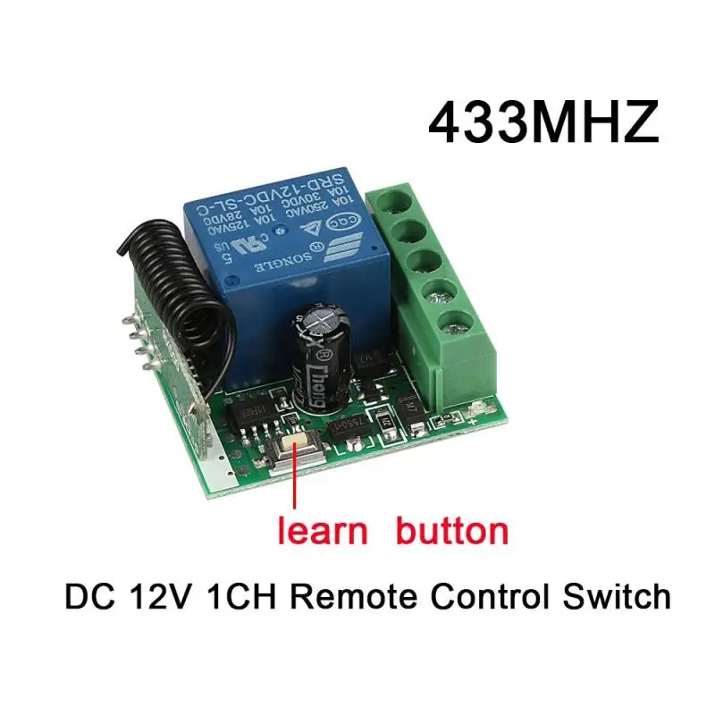 QIACHIP 433Mhz Universal Wireless Remote Control Switch DC 12V 1CH Relay Receiver Module RF Transmitter (Transmitters 2 Button+ 2 Receiver 1CH) - - 