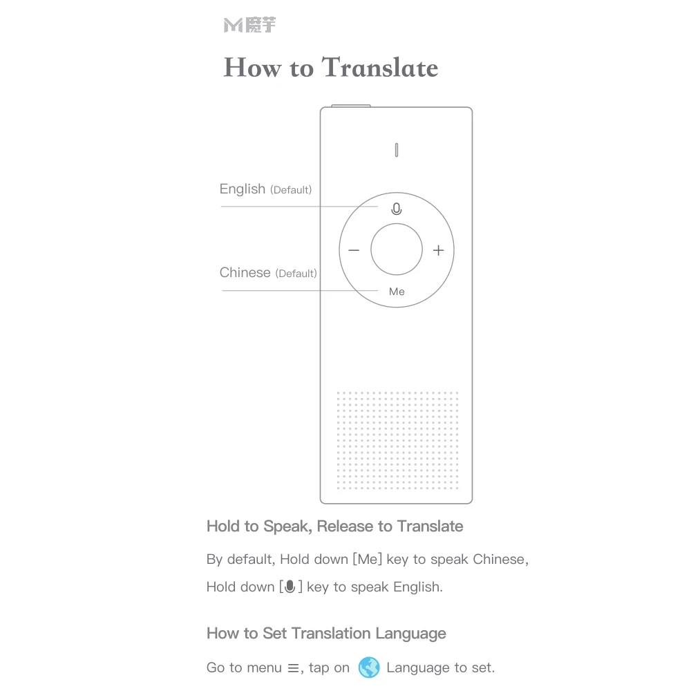 Xiaomi Voice Translator Moyu AI портативный мини-переводчик 14 Язык s microsoft Translation Engine Поддержка русского языка