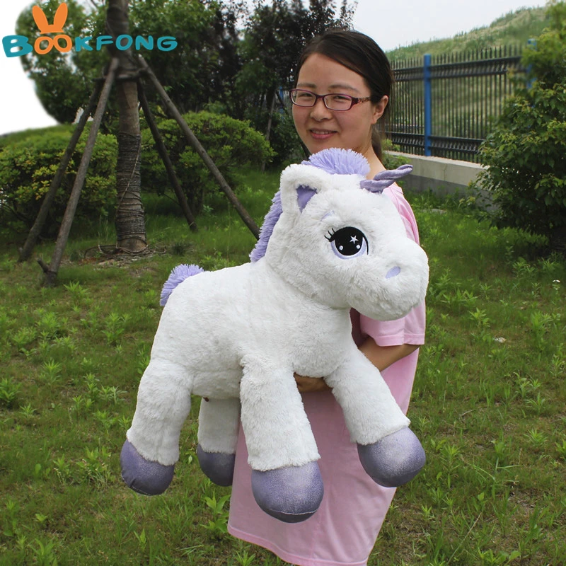 Goede BOOKFONG 75 cm Eenhoorn Pluchen Speelgoed Soft Gevulde Pony Cartoon Eenhoorn Poppen Dier Paard Speelgoed Hoge Kwaliteit Speelgoed voor Kinderen meisjes