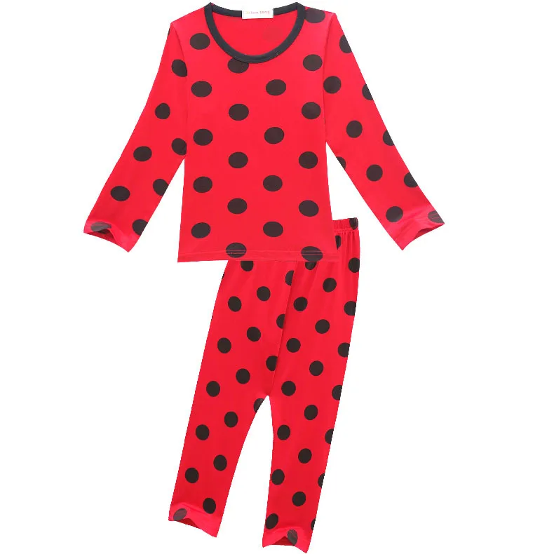 

Lady Bug Children T Shirt + Pants Summer Girls T-shirts Top Cartoon Polka Dot Ladybug Polka Dot Printed Pajama Set Kids Clothes