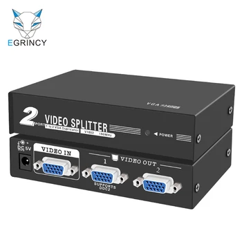 

EGRINCY 1 in 2 out VGA Switch Splitter 15Pin 1080P 180MHz Metal Shell VGA Video Adapter For Projector PC Notebook HDTV Monitor