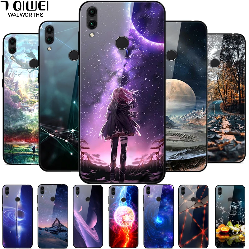 

F Honor 8C For Huawei Honor 8C Case Glass Back Hard Cover For Huawei Honor 8C Case Honor8C 8 C Soft TPU Frame Tempered BKK-L21