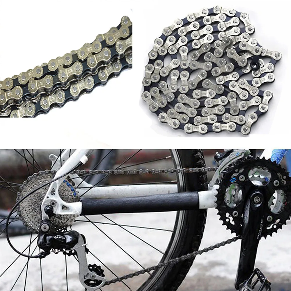 Excellent Bicycle Chain No bushing Enhanced wear - resistant  6-7-8 Speed 116 Links For MTB Mountain Road Bike Steel Chain Bike Chains 0