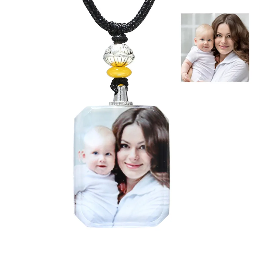 Personalized Custom Crystal Photo Pendant Necklace Print Baby Children Photos Necklaces Child Kids Picture Jewelry Couple Gifts