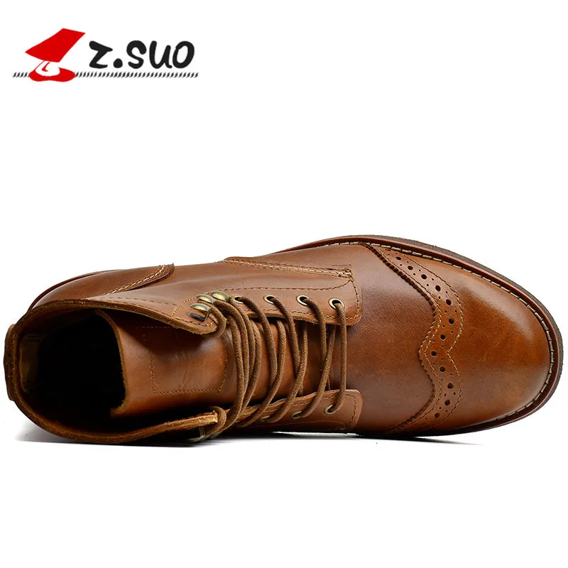 Top Quality Men's Casual Sport Cow Leather Ankle Boots Autumn European American Style Handmade Retro moto Boots Winter Shoes