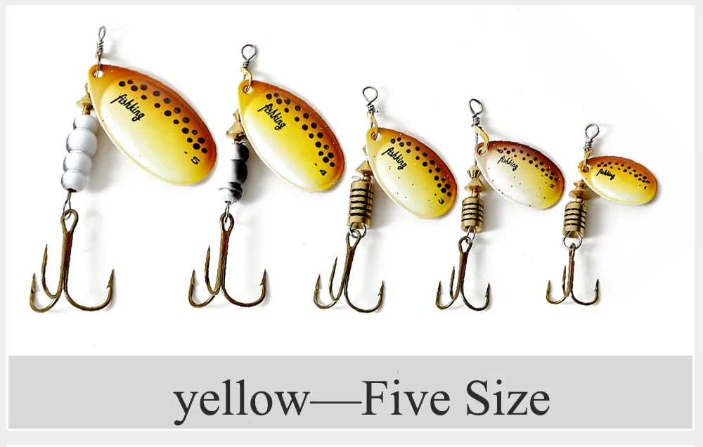 FISH KING 1pc Spinner Bait Fishing Lure 3.2g 4.3g 6.1g 9.6g 13.6g Pike Hard Baits Spoon With Treble Hook Tackle High Quality