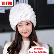 Женская русская настоящая шапка из меха кролика Рекс, зимняя вязаная шапка ручной работы, настоящий мех кролика, меховые шапки
