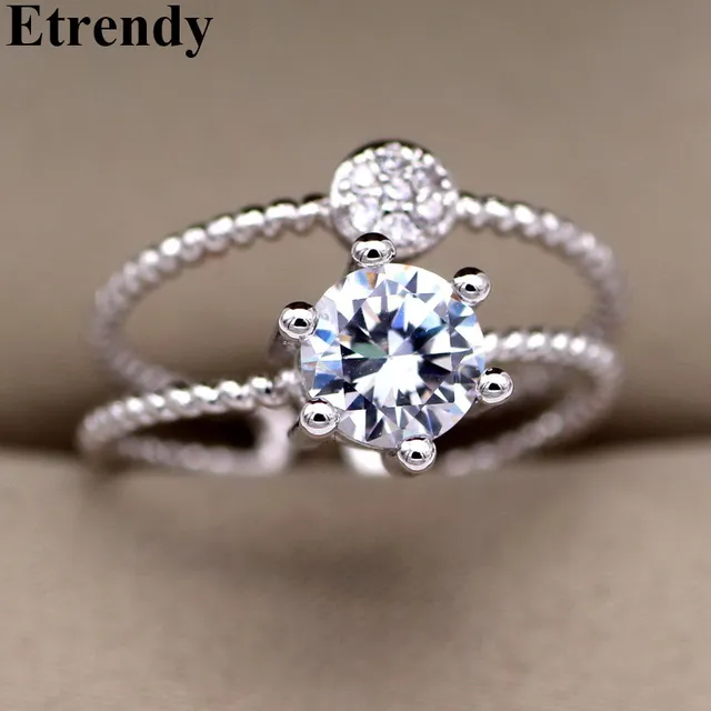 Simple Double Layers Shinning Zircon Rings For Women Bijoux Fashion Jewelry Adjustable Elegant Cute Gifts