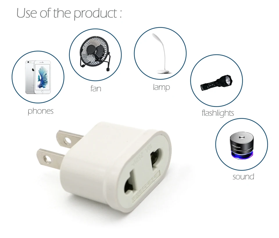 1PC US Adapter Plug EU to US Travel Wall Electrical Power Charge Outlet Sockets 2 Pin Plug Socket Euro Europe To USA (5)